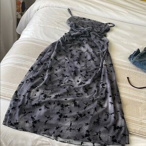 Elegant Gray Floral Dress